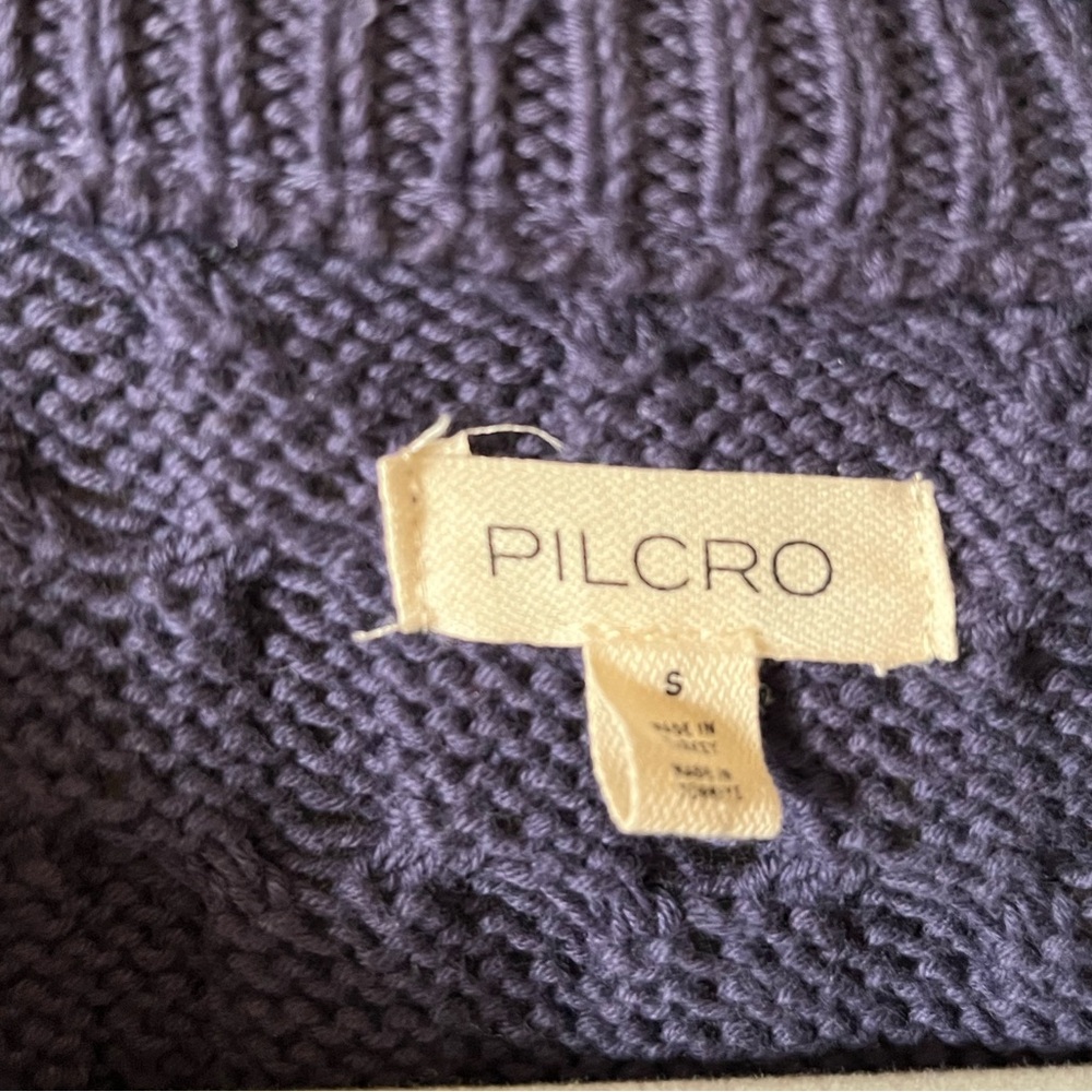 NWOT Pilcro by Anthropologie Navy Cable Knit Twofer Sweater - Picture 6 of 7